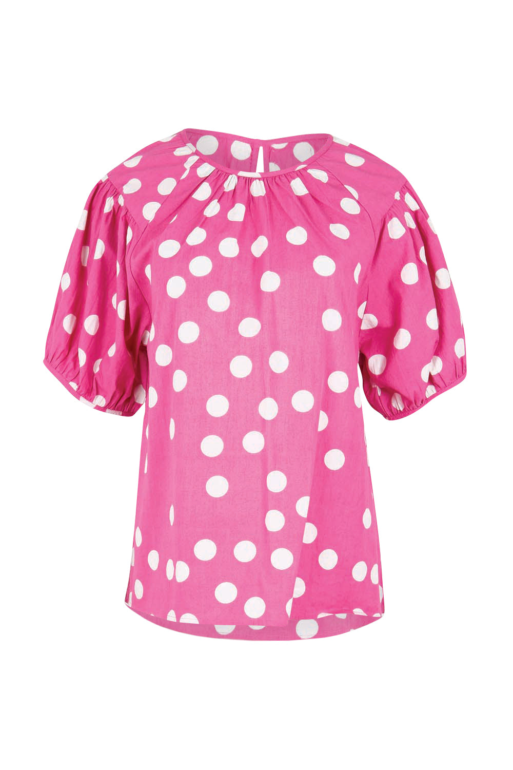 Product shot of the Rachel Cotton Top – Pinkspot in colour Pinkspot, from the front