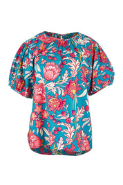 Product shot of the Rachel Cotton Top in colour Thistle, from the front