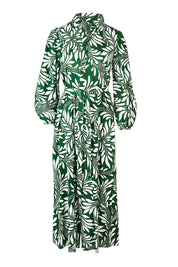 Product shot of the Lucy Shirt Dress in colour Swirl (Green), from the front