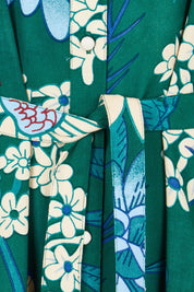 Product shot of the Lucy Maxi Shirt Dress in colour Darkgarden (Blue), detail