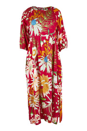 Product shot of the Isabella Dress in colour Garden (Pink), from the front