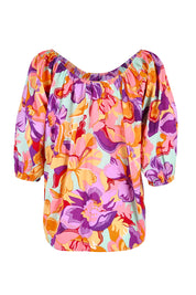 Product shot of the Sofia Cotton Top in colour Botanical, from the back