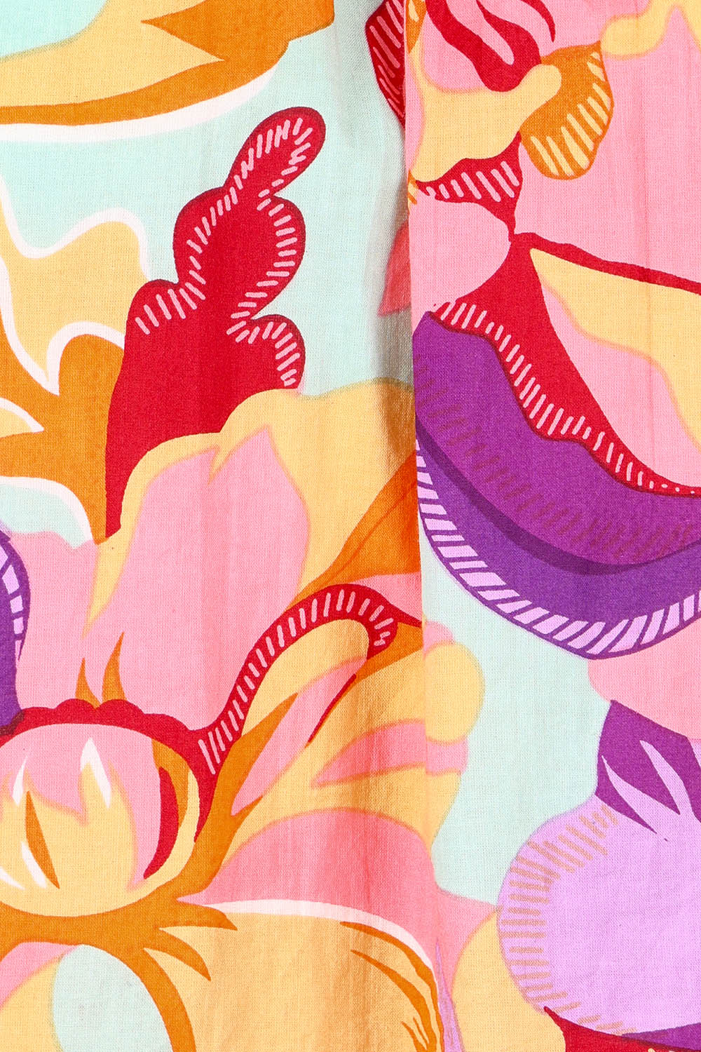 Product shot of the Sofia Cotton Top in colour Botanical, detail