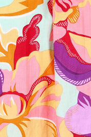 Product shot of the Sofia Cotton Top in colour Botanical, detail