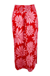 Product shot of the Clara Maxi Skirt in colour Bolddaisy (Red), from the back