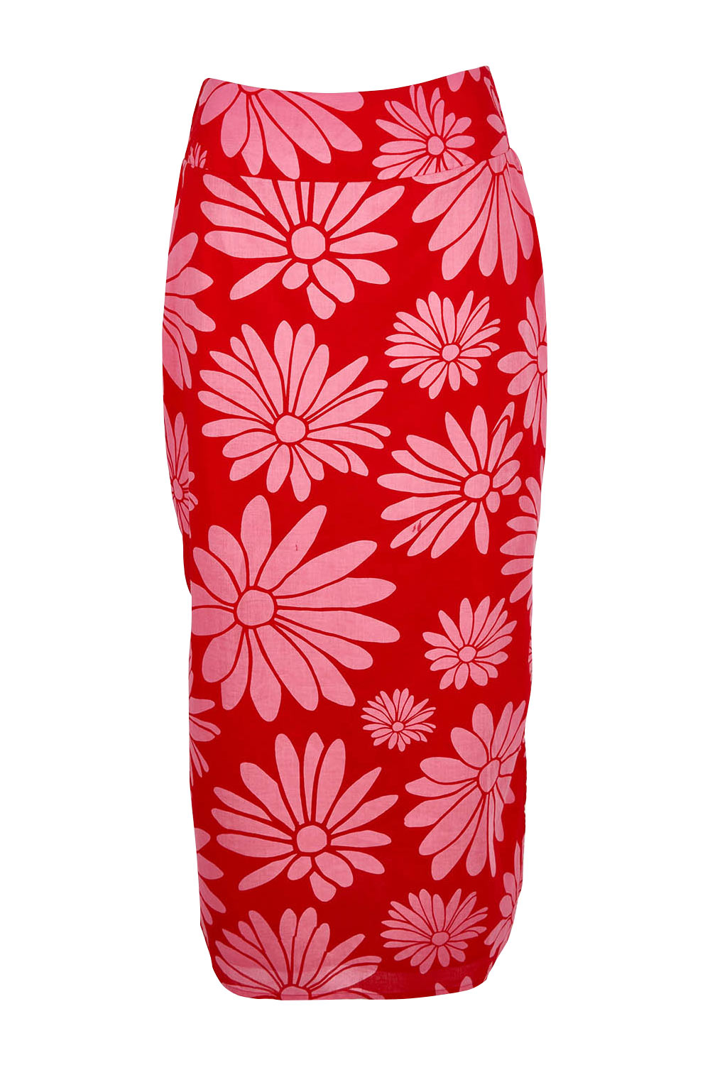 Product shot of the Clara Maxi Skirt in colour Bolddaisy (Red), from the front
