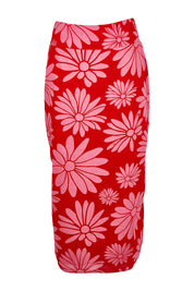 Product shot of the Clara Maxi Skirt in colour Bolddaisy (Red), from the front