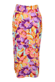 Product shot of the Clara Cotton Maxi Skirt in colour Botanical, from the front