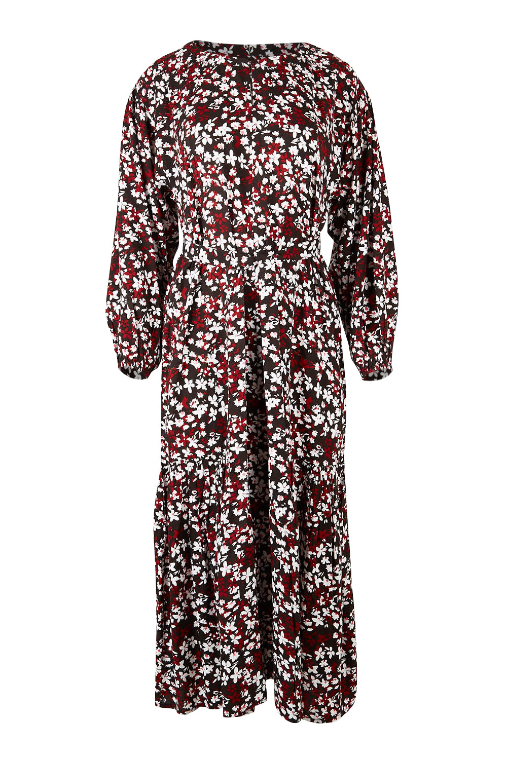 Product shot of the Ashley Dress in colour Flutter (Black), from the front