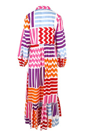 Product shot of the Nikki Cotton Maxi Dress in colour Patchwork, from the back