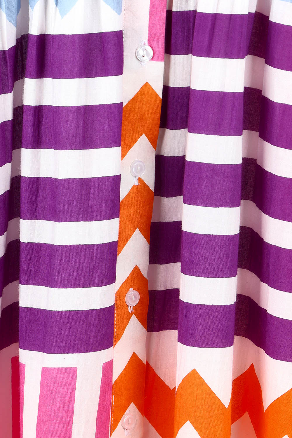 Product shot of the Nikki Cotton Maxi Dress in colour Patchwork, detail