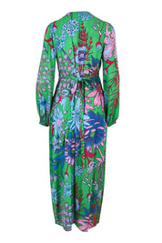 Product shot of the Daphne Wrap Dress in colour Greengard, from the back