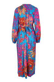 Product shot of the Daphne Maxi Wrap Dress – Bluegarden in colour Bluegarden, from the back