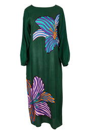 Product shot of the Zara Shift Dress in colour Flower (Green), from the front