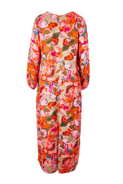 Product shot of the Zara Shift Dress in colour Botanical (Red), from the back