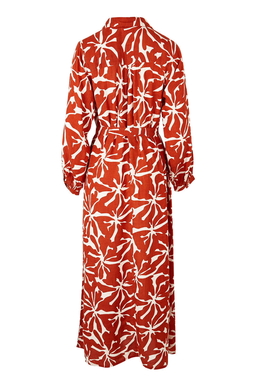 Product shot of the Naomi Shirt Dress in colour Zinna, from the back