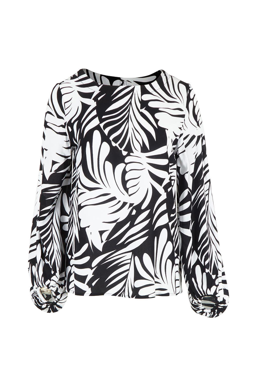 Product shot of the Harriet Blouse in colour Fern (Black), from the front