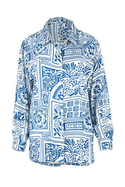 Product shot of the Kelly Relaxed Shirt in colour Labyrinth (Blue), from the front