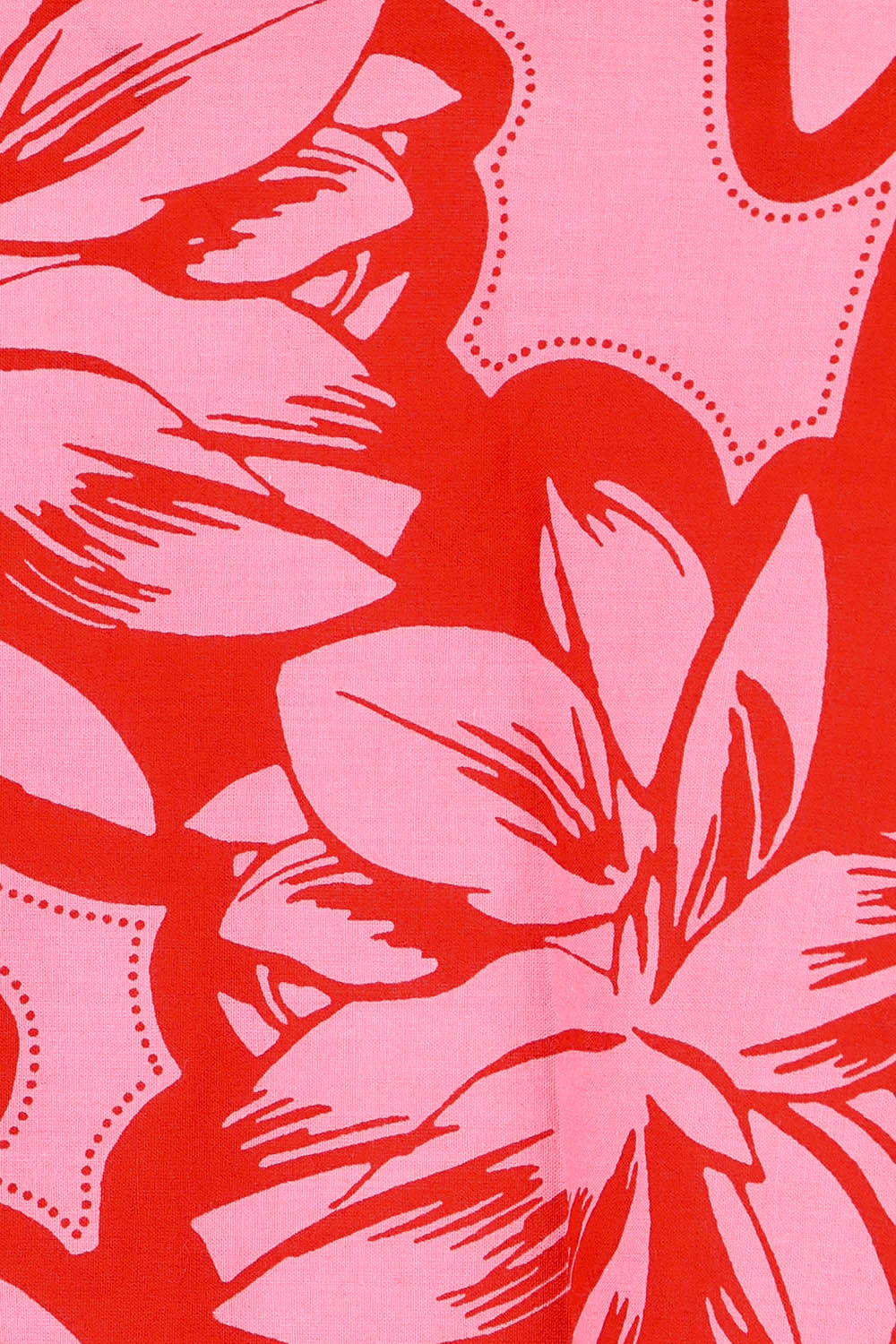 Product shot of the Valentina Cotton Scalloped Hem Top in colour Flowerpop (Red), detail