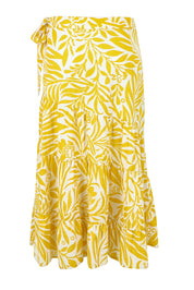 Product shot of the Isabell Cotton Wrap Skirt in colour Gardenmaze, from the back