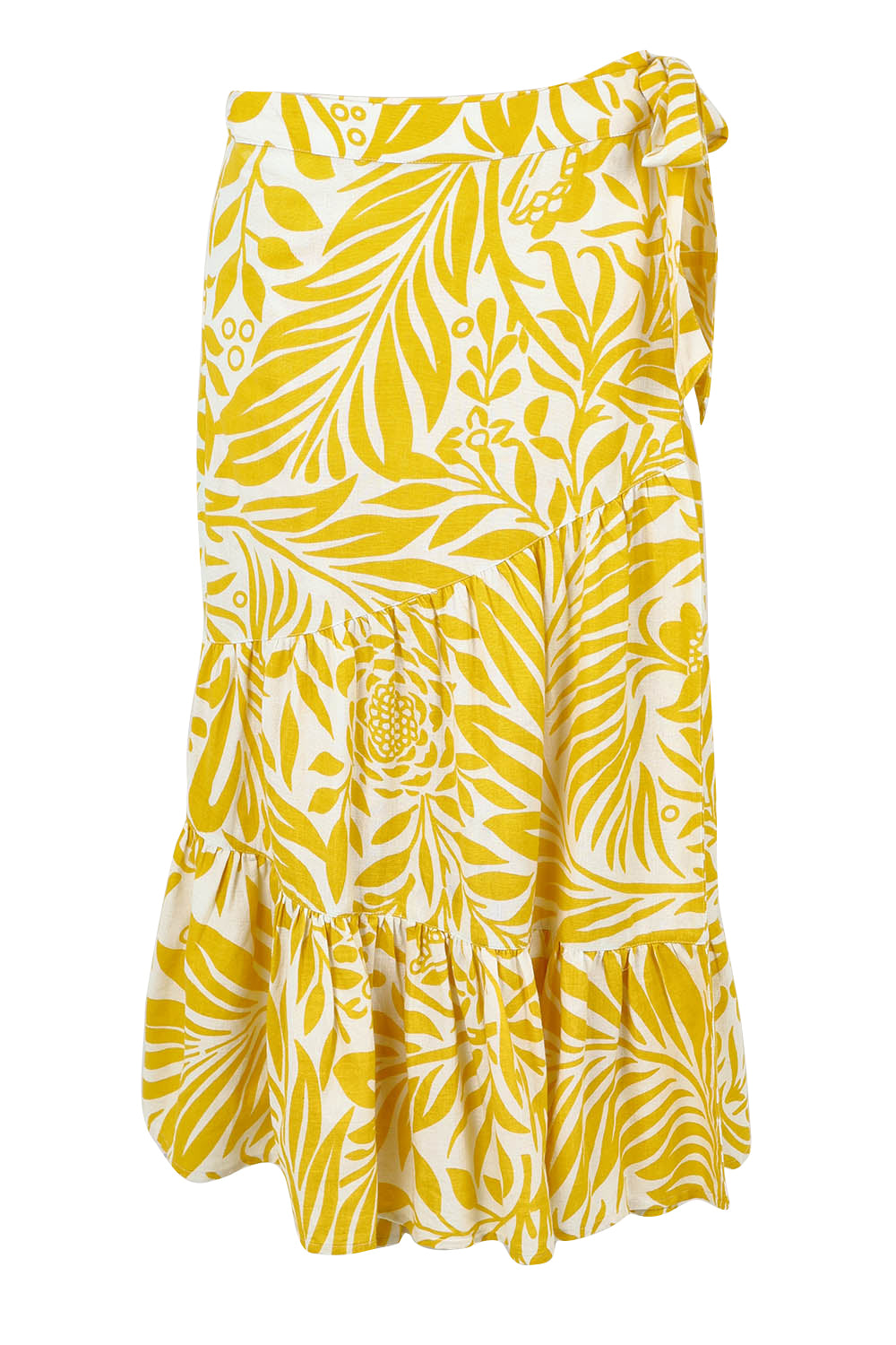 Product shot of the Isabell Cotton Wrap Skirt in colour Gardenmaze, from the front