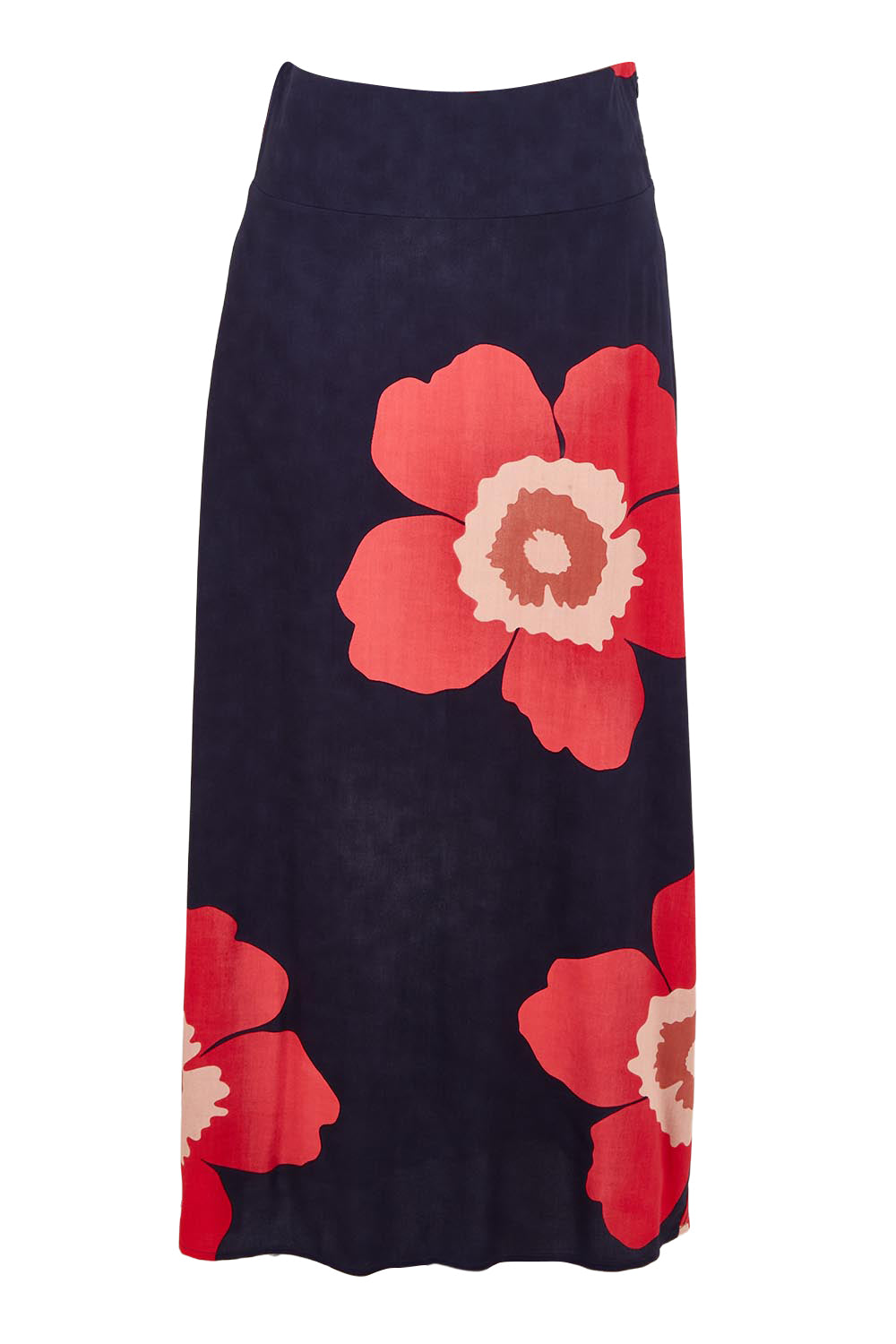 Product shot of the Rosie Maxi Skirt in colour Boldflower (Blue), from the front