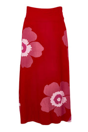 Product shot of the Rosie Maxi Skirt in colour Boldred (Red), from the front