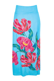 Product shot of the Rosie Maxi Skirt – Meadow in colour Meadow, from the front