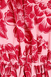 Product shot of the Annie Cotton Frill Blouse in colour Blooming (Pink), detail