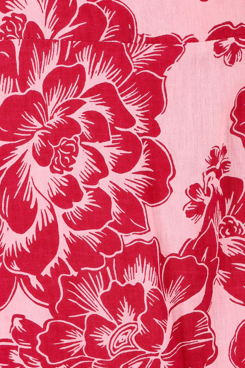 Product shot of the Anastasia Cotton Wrap Dress in colour Blooming (Pink), detail