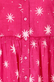 Product shot of the Nina Cotton Shirt Dress in colour Nightsky (Pink), detail