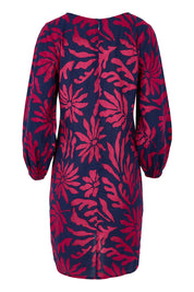 Product shot of the Kate Cotton Shift Dress in colour Gerbera (Blue), from the back