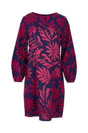 Product shot of the Kate Cotton Shift Dress in colour Gerbera (Blue), from the front