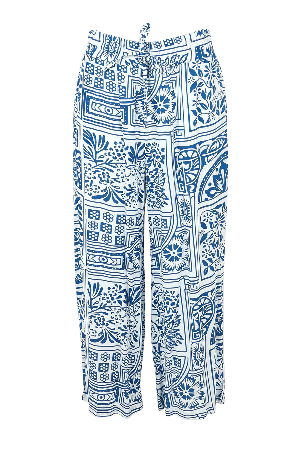 Product shot of the Katherine Pant in colour Labyrinth (Blue), from the front