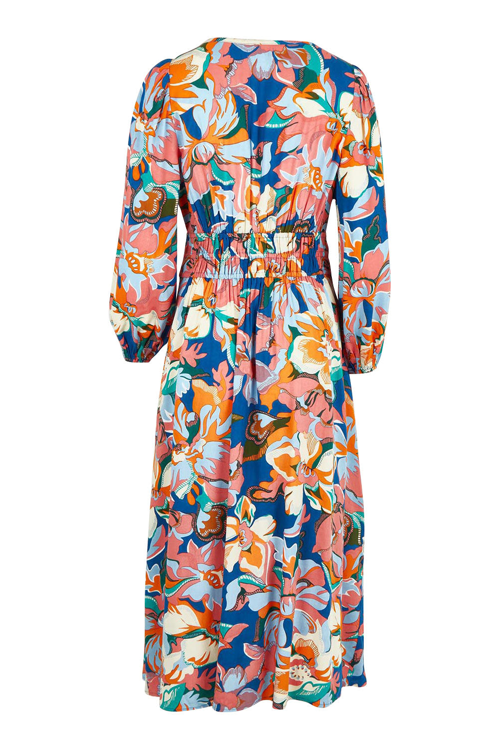 Product shot of the Gwyn Midi Dress in colour Botanical, from the back