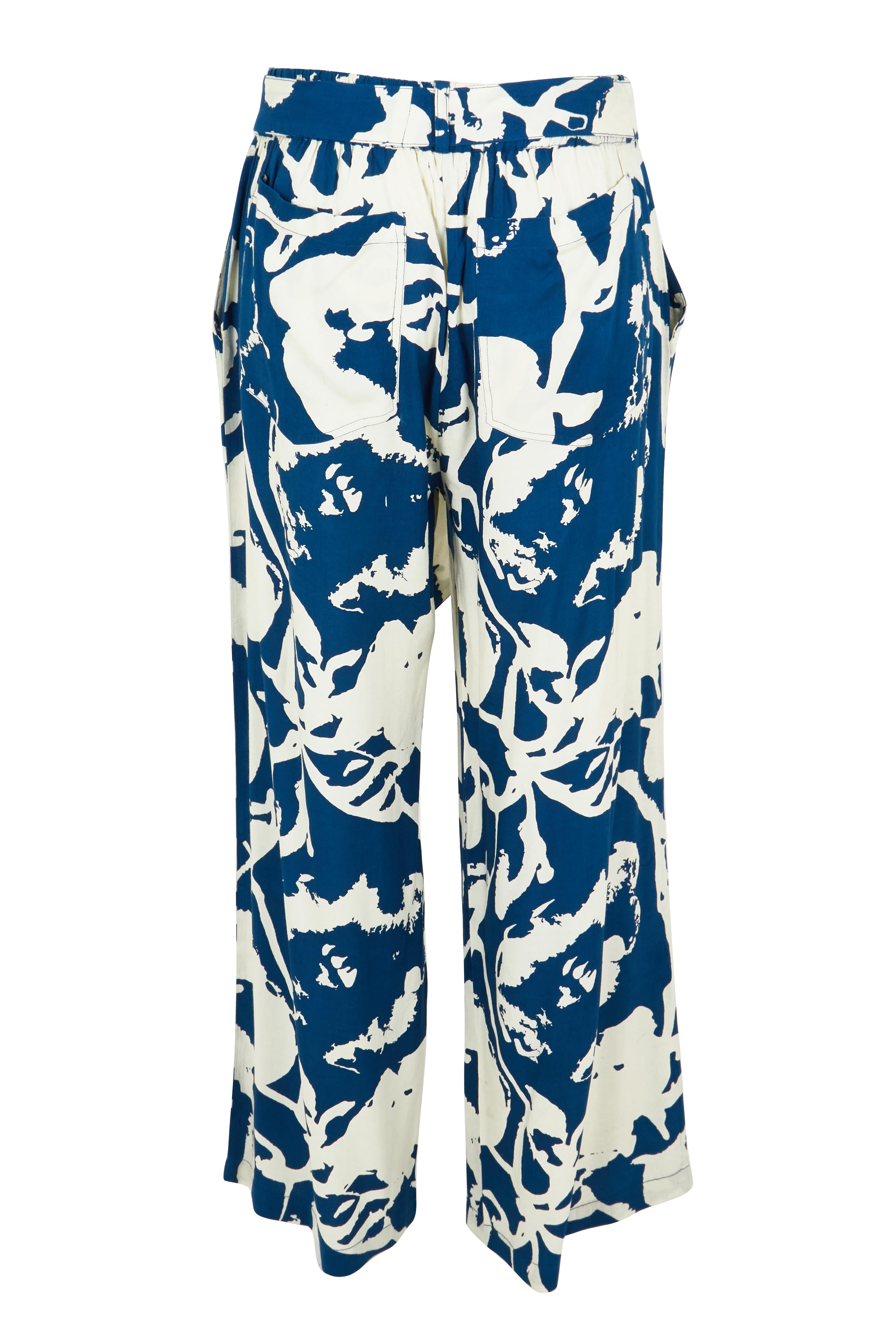 Product shot of the Kayla Pant in colour Inkblot (Blue), from the back