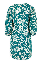 Product shot of the Josephine Cotton Dress in colour Gerbera (Green), from the back