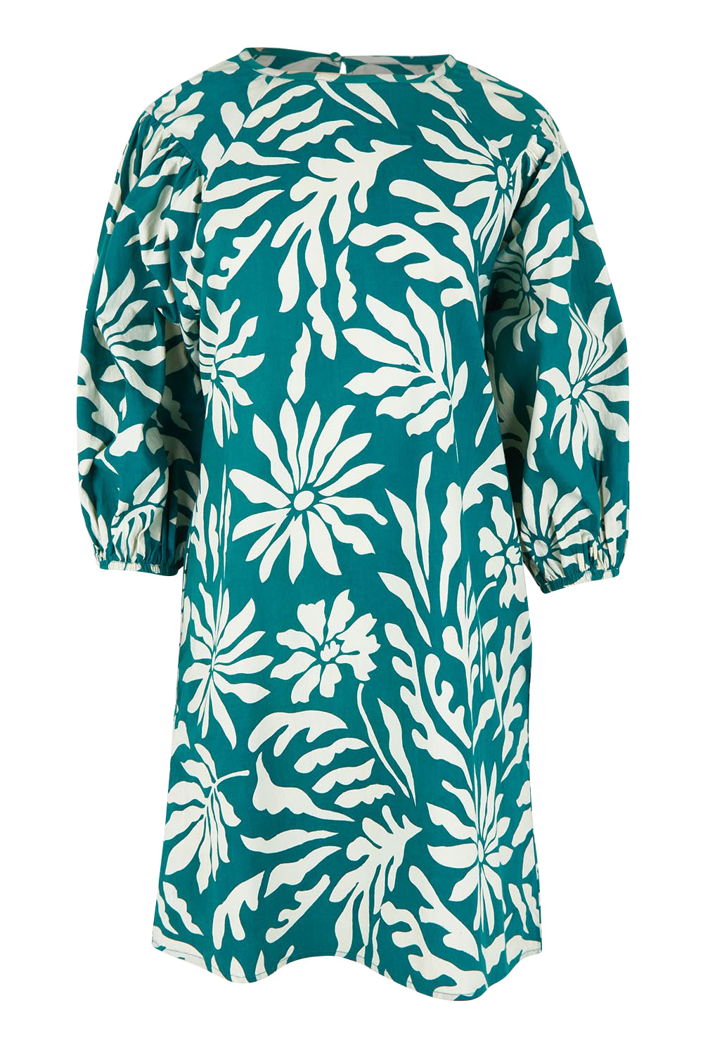 Product shot of the Josephine Cotton Dress in colour Gerbera (Green), from the front