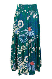 Product shot of the Ella Tiered Skirt in colour Deepgreen (Green), from the back