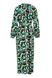 Product shot of the Taylor Button Up Dress in colour Twistvine (Green), from the back