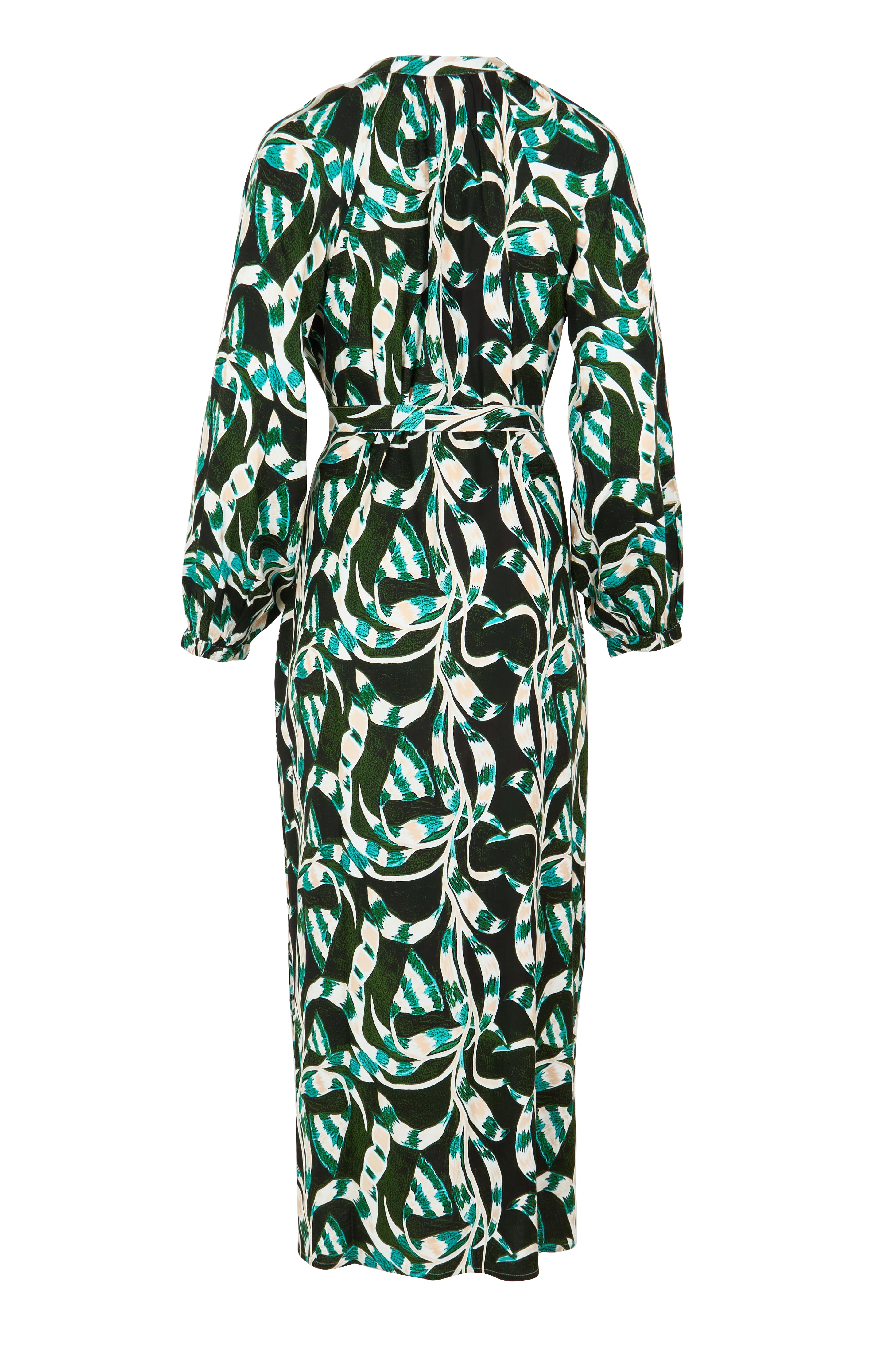 Product shot of the Taylor Button Up Dress in colour Twistvine (Green), from the back