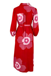 Product shot of the Leah Midi Shirt Dress in colour Boldred (Red), from the back