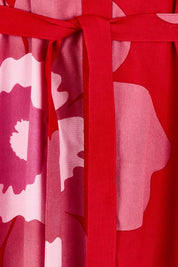 Product shot of the Leah Midi Shirt Dress in colour Boldred (Red), detail