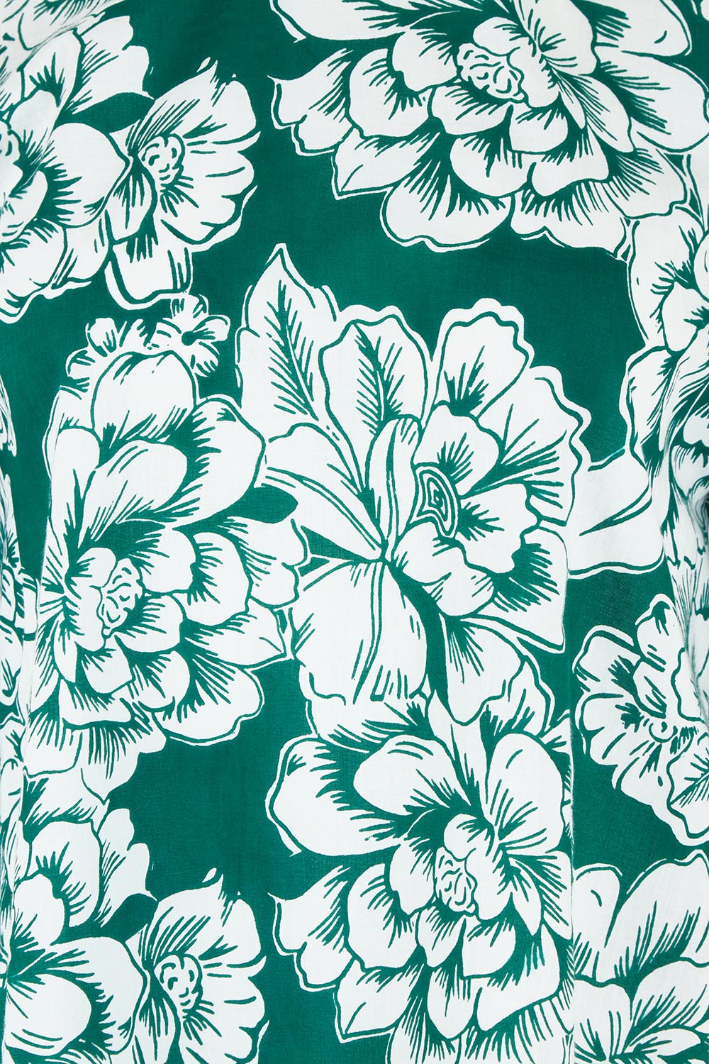 Product shot of the Kylie Frill Sleeve Cotton Top in colour Blooming (Green), detail