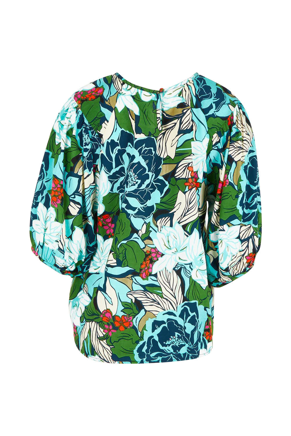 Product shot of the Ria Puff Sleeve Top in colour Bouquet, from the back