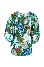 Product shot of the Ria Puff Sleeve Top in colour Bouquet, from the back