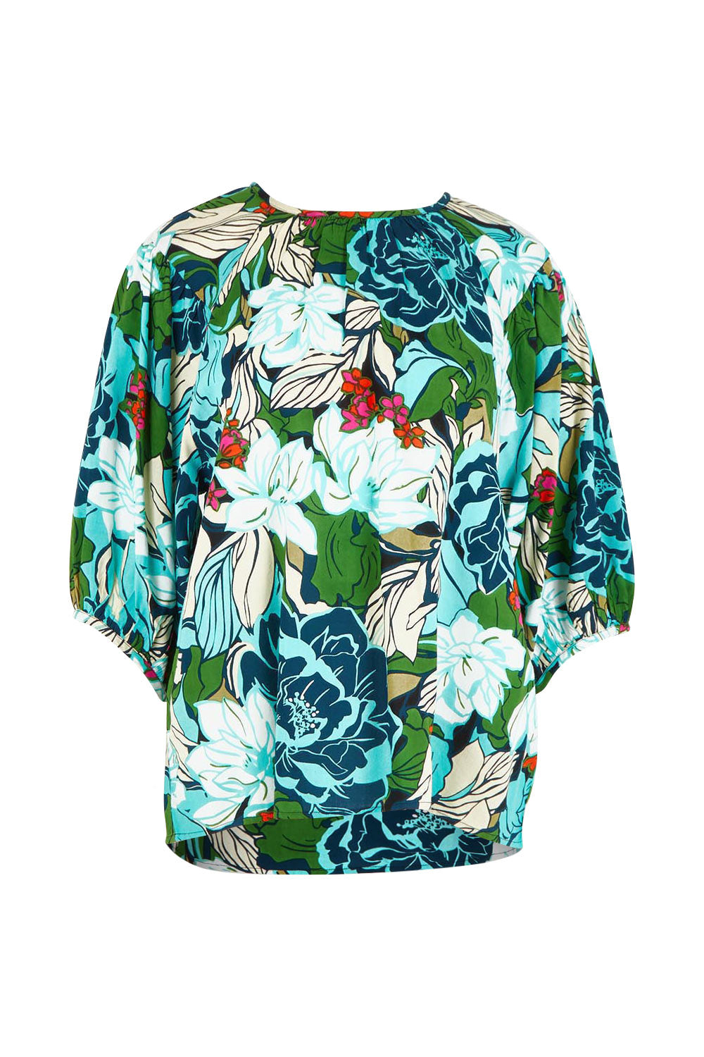 Product shot of the Ria Puff Sleeve Top in colour Bouquet, from the front
