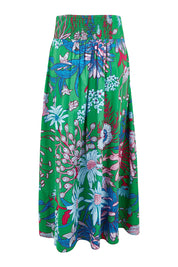 Product shot of the Rosemary Cotton Maxi Skirt in colour Greengard (Green), from the back