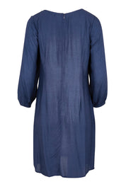 Product shot of the Isabella Shift Dress – Foxglove in colour Foxglove, from the back