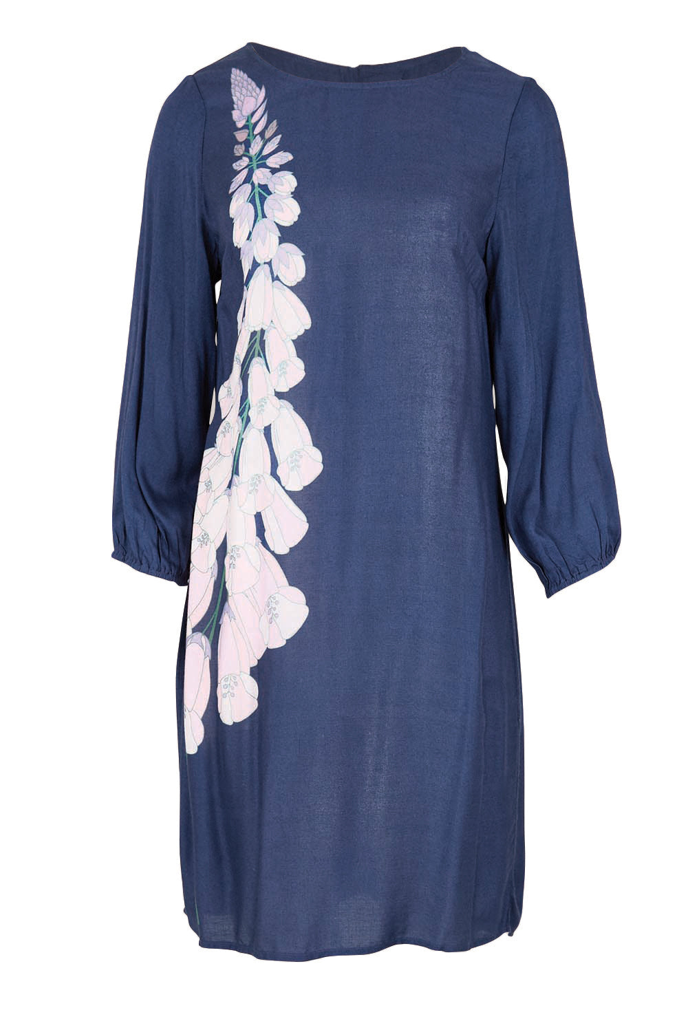 Product shot of the Isabella Shift Dress – Foxglove in colour Foxglove, from the front